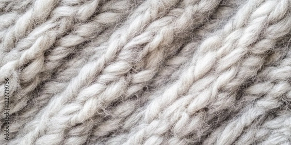 Fototapeta Soft grey knitted wool texture perfect for fashion and interior design featuring a blank space for creative text and branding.