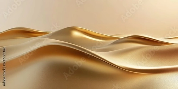 Fototapeta Elegant gold gradient wavy background with smooth metallic finish and ample space for text overlay or branding.
