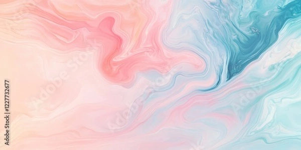 Fototapeta Elegant Pastel Marble Background with Fluid Swirls for Luxury Designs and Copy Space in Soft Pink and Blue Tones