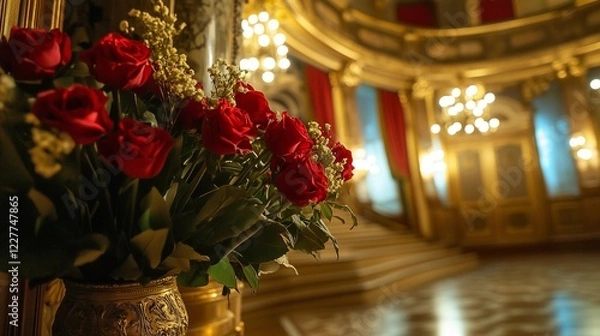 Obraz Bouquet of red roses in an elegant hall