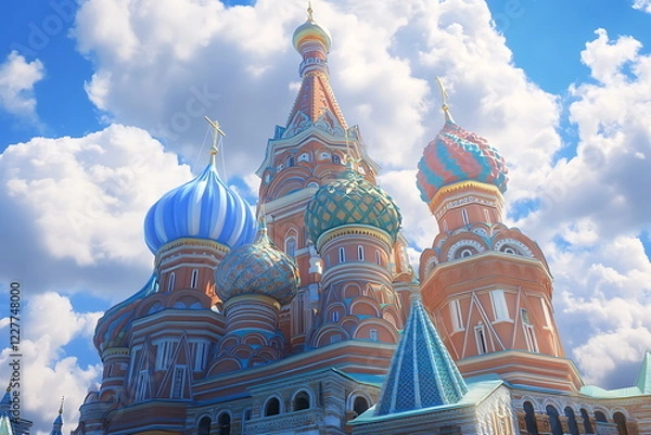 Fototapeta Basils Cathedral in Moscow a hyper realistic colorfull