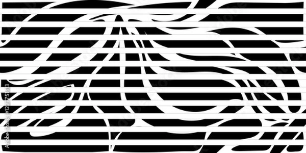 Fototapeta Seamless doodle abstract horisontal pattern with parallel stripes in classical black and white colours. Hand drawn style colorful vector illustration for banners, wallpaper, textile, wrapping