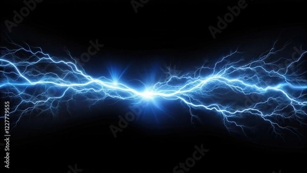 Obraz Electric Current on Black Background, static image, electric flow