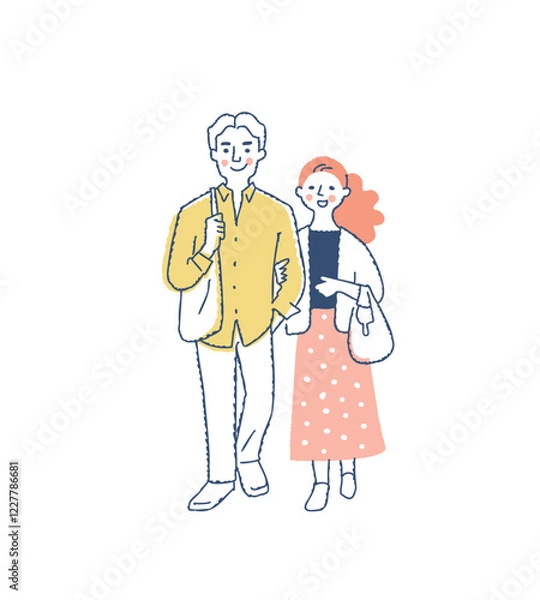 Fototapeta 並んで歩いている若いカップル