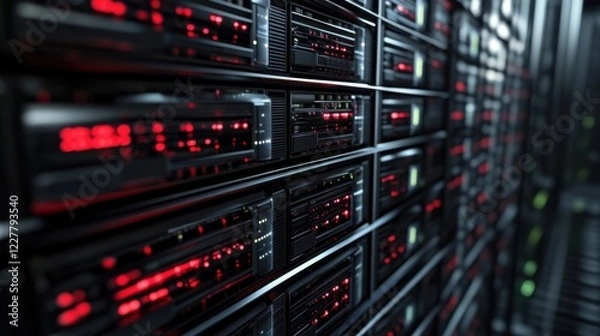 Fototapeta a bunch of servers are shown in a server room