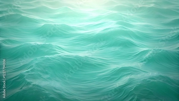 Fototapeta Serene Teal Ocean Waves Sunlight, Water, Texture, Surface, Calm