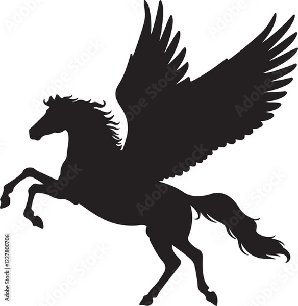 Fototapeta Pegasus silhouette vector illustration on white background