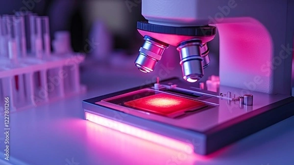Fototapeta advanced microscope illuminating biological samples for scientific research