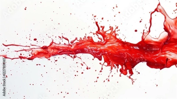 Obraz A dramatic red liquid splash captured mid-motion, with droplets suspended