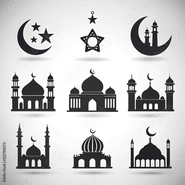 Fototapeta Eid ul Fitr Icon Set: Elegant and Minimalistic Icons for Celebrating the Joyous Festival of Eid