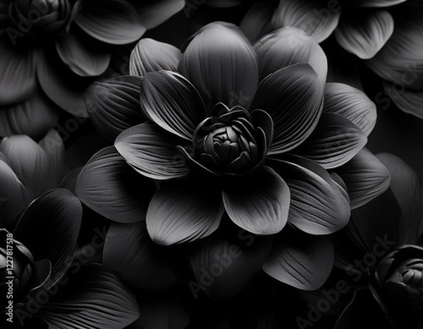 Obraz black flowers on black background