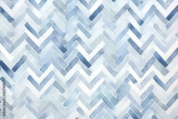 Obraz watercolor blue and gray herringbone pattern wallpaper