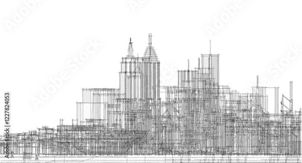 Obraz city ​​urban panorama 3D illustration