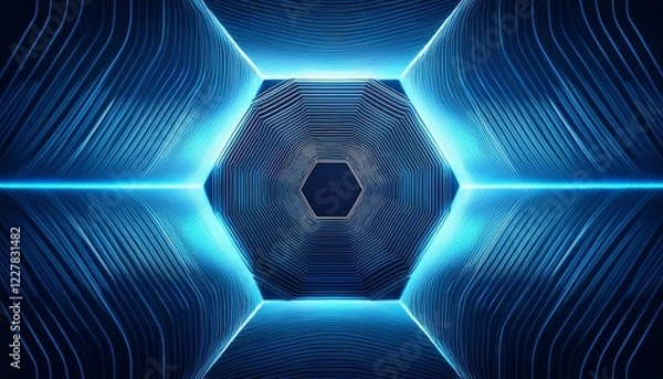 Fototapeta hexagonal background design with blue light