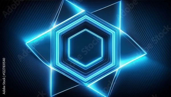 Fototapeta hexagonal background design with blue light