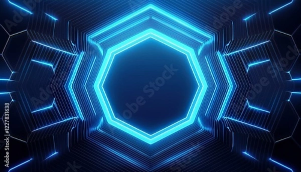 Fototapeta hexagonal background design with blue light