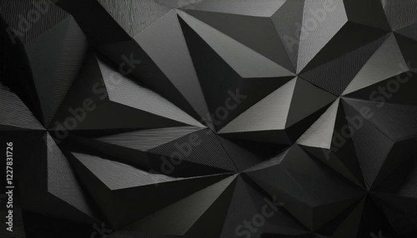 Fototapeta Polygonal black surface in studio abstract