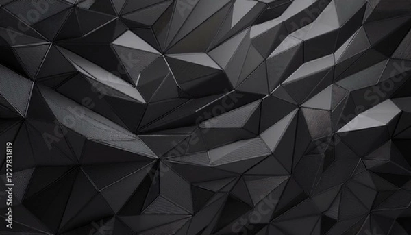 Fototapeta Polygonal black surface in studio abstract