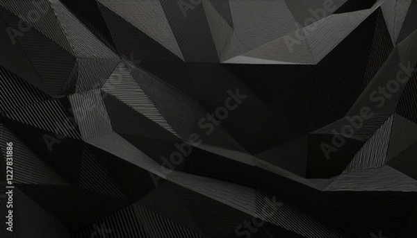 Fototapeta Polygonal black surface in studio abstract