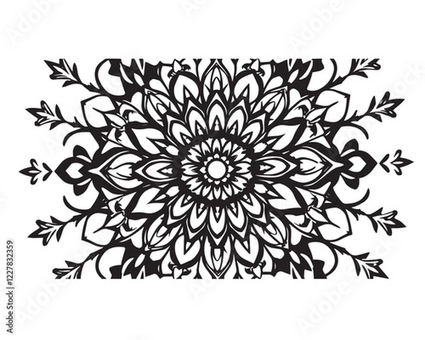 Fototapeta Black and White Mandala Design - Intricate Floral Pattern, Vector