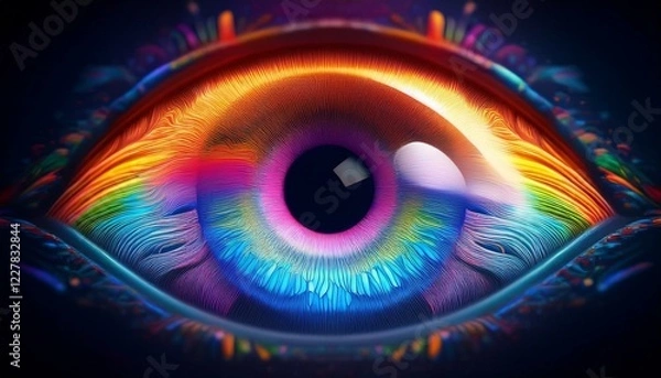 Obraz rainbow, eye, concept, rendering, animation, multicolored, vibrant, colorful