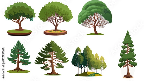 Fototapeta Collection Of Trees Vector illustration