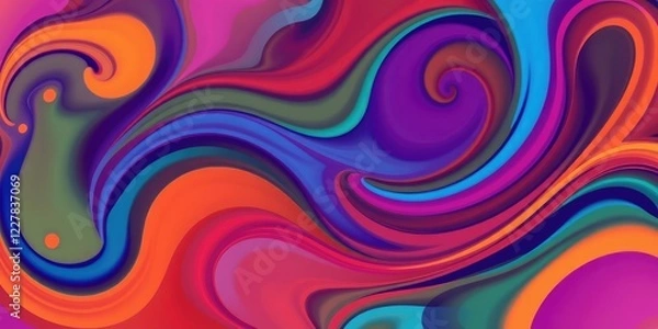 Fototapeta Background with multicolored abstract swirling shapes, creative pattern, artistic expression