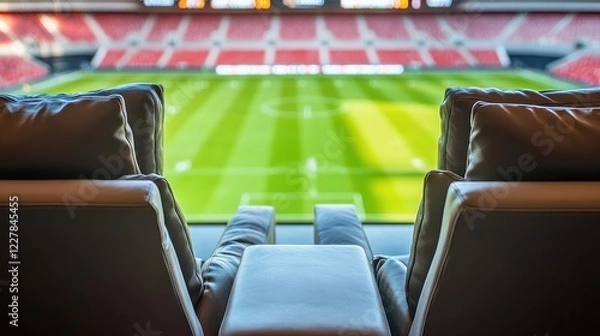 Fototapeta Luxury Stadium Seating: Unparalleled View of the Soccer Field
