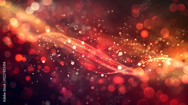 Fototapeta A vibrant abstract background with swirling lights and bokeh effects in warm colors.