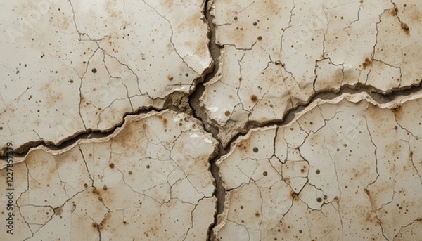 Fototapeta Cracked surface with earthy tones and textures.