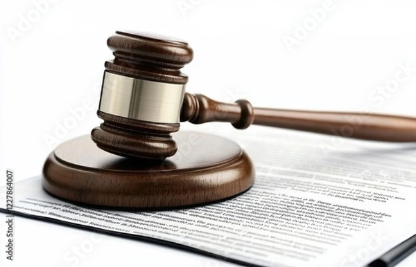 Fototapeta Justice in action court hammer over legal contract office setting image perspective ethical accountability