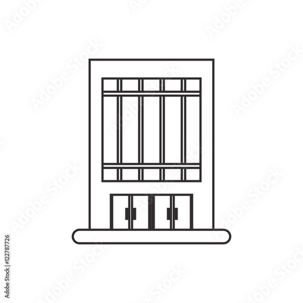 Fototapeta Building with windows icon. Architecture city and urban theme. Isolated and silhouette design. Vector illustration