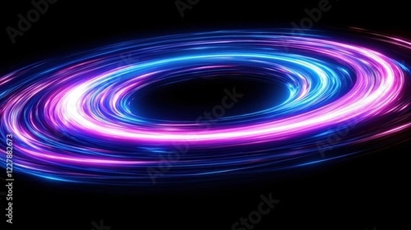 Obraz Futuristic neon vortex with swirling blue and pink light trails in motion
