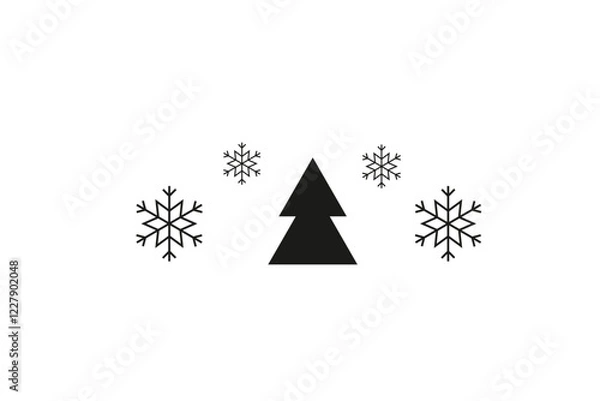 Fototapeta christmas tree with snow