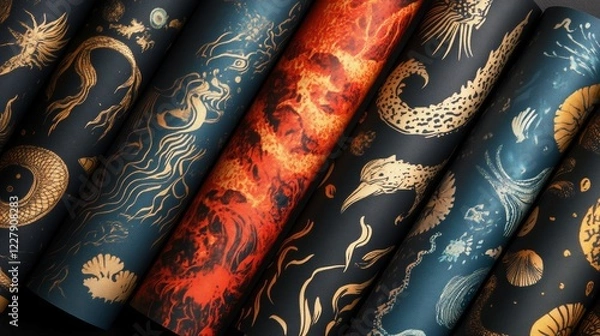 Fototapeta Seamless pattern in marine style. May be used as packing