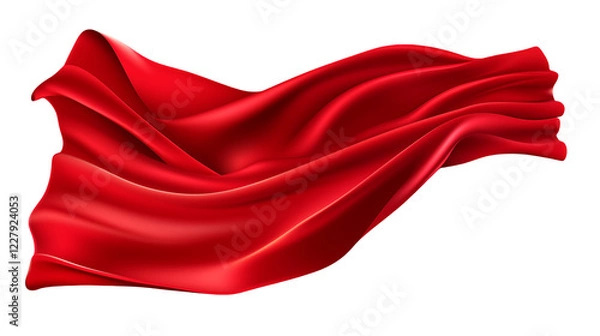 Fototapeta Red Fabric Drape Elegant Flowing Textile Smooth Waves Luxurious Red Cloth Dynamic Cloth Movement for Design Projects