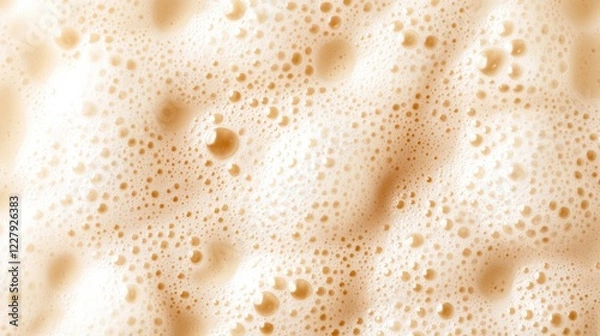 Fototapeta top-down view of bubbly foam texture with dense uniform bubbles illuminated by bright natural lighting warm lighting