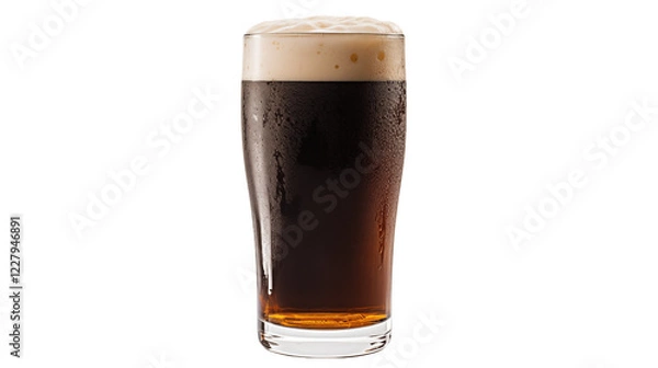 Fototapeta Refreshing Glass of Dark Beer with Creamy Head Perfect for Brewery Ads Craft Beer Websites and Drink Menus