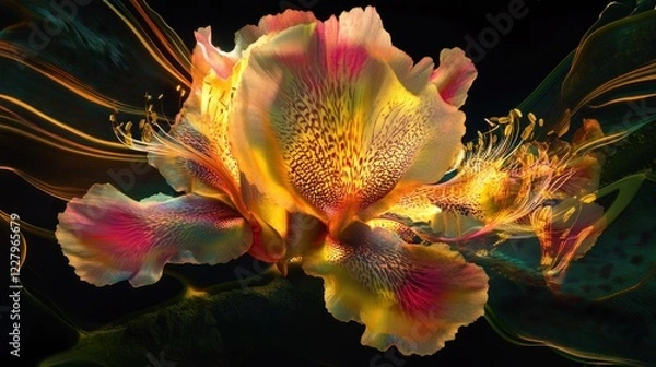 Obraz Vivid Golden Flower with Abstract Background Design