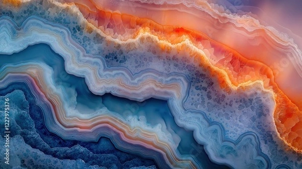 Fototapeta Abstract colorful mineral texture with vibrant layers and wavy patterns resembling crystal formations in natural stone backdrop