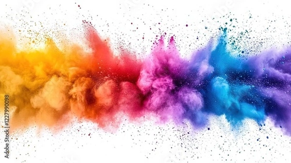 Fototapeta Colorful powder explosion isolated on a white background