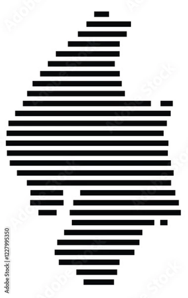 Fototapeta Symbol Map of the region Southland Region (New Zealand) showing the territory with just a few black horizontal lines