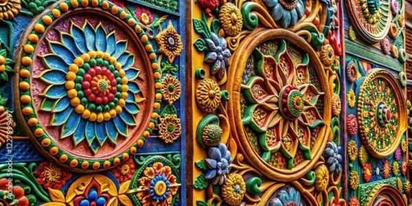 Fototapeta Macro Close-up of Textured Wall Decor, Abstract Home Art, Statement Piece Detail