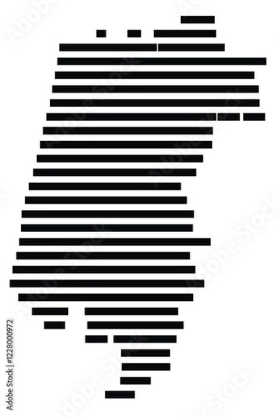 Fototapeta Symbol Map of the region Aveiro (Portugal) showing the territory with just a few black horizontal lines
