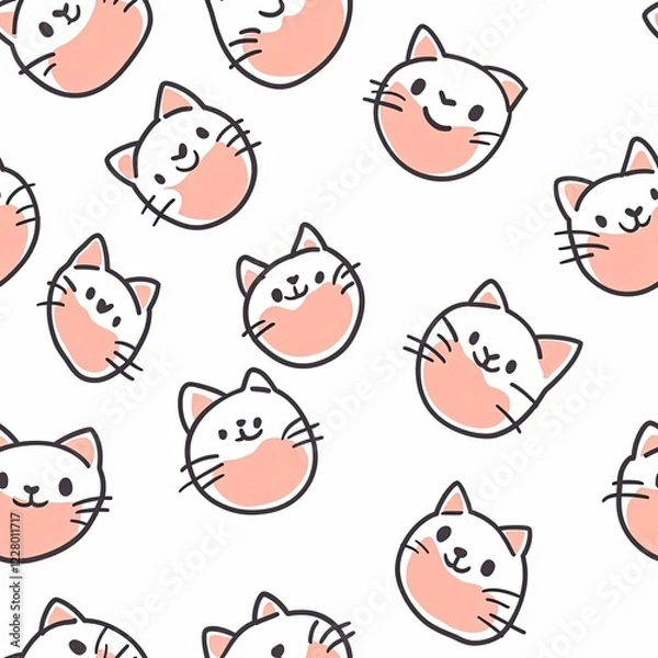 Obraz Cute cat paws cartoon seamless pattern.
