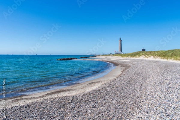 Fototapeta The Lighthouse Skagen Fyr at Grenen at the most northern tip of Denmark