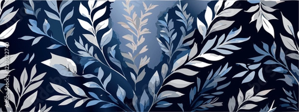 Obraz watercolor luxury dark texture background pattern with golden leaves