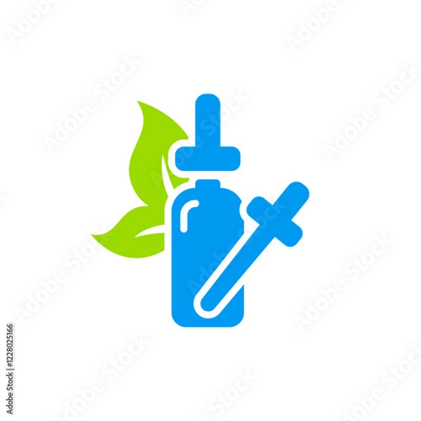 Obraz Liquid bottle vector icon. Medical drops vector bottle. Aroma vector icon. Essential oil vector. Medical container icon.