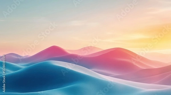 Fototapeta Sunset over rolling hills nature landscape tranquil environment aerial view serenity