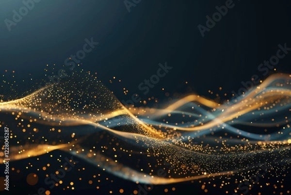 Fototapeta Elegant Black and Gold Abstract Fluid Waves with Shimmering Metallic Texture for Luxury, Modern Glamour, and High-End Design Backgrounds